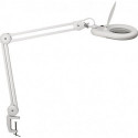Éclairage à loupe à LED lunette 127 mm (5 po.) Pince de table blanc avec cache, tête ronde