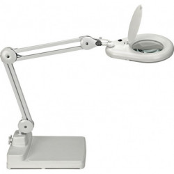 Éclairage à loupe à LED lunette 127 mm (5 po.) pied blanc avec cache tête ronde