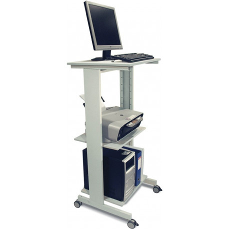 Table de travail pour PC H1180xl600xP500 mm gris clair, RAL 7035 mobile