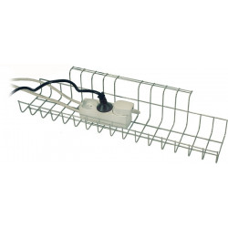 Panier de câble l.490xP100xH80-85 mm argent adapté à bureau