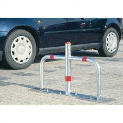 Barrière de parking hauteur au-dessus du sous-sol 500 mm argent ac bandes réfléchissantes rouges D. 60/40 mm avec cylindre profilé