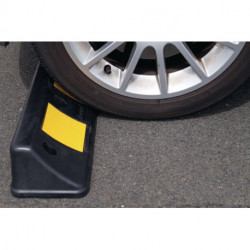 Blocage de roue L500xl160xH100 mm PVC noir avec bandes réfléchissantes jaunes