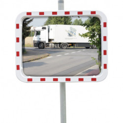 Miroir de circulation H600xl800 mm plastique rouge/blanc 22 m