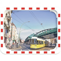 Miroir de circulation H800xl1000 mm plastique rouge/blanc 27 m