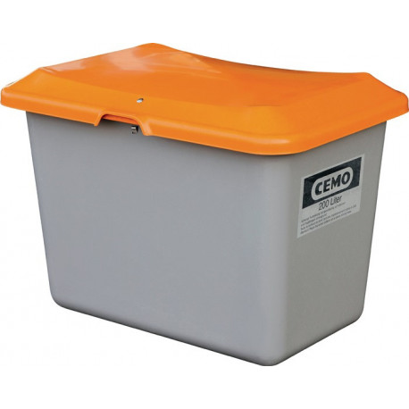 Bac à sel L890xl600xH640 mm 200 l GFK gris/orange sans ouv. de prélèvement CEMO