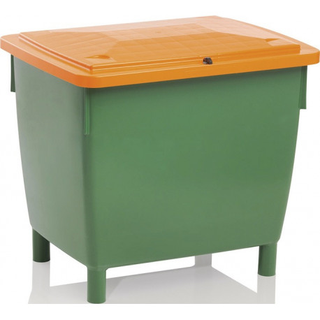 Bac à sel L945xl725xH930 mm 400 l HD-PE vert/orange sans glissière de prélèvemen