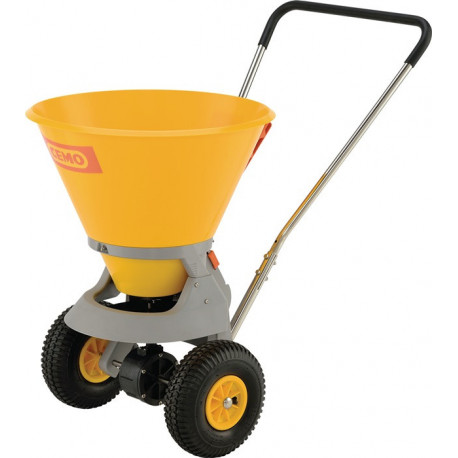 Chariot d'épandage 35 l plastique jaune Pneus gonfl. avec réglage du débit 1-4 m CEMO