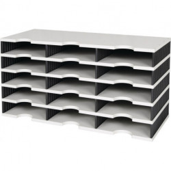Casier de tri Trio 15 compartiments H363xl723xP331 mm polystyrène gris/noir STYR