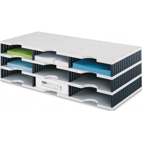 Casier de tri Trio 24 comp. H573xl723xP331 mm polystyrène gris/noir STYRO