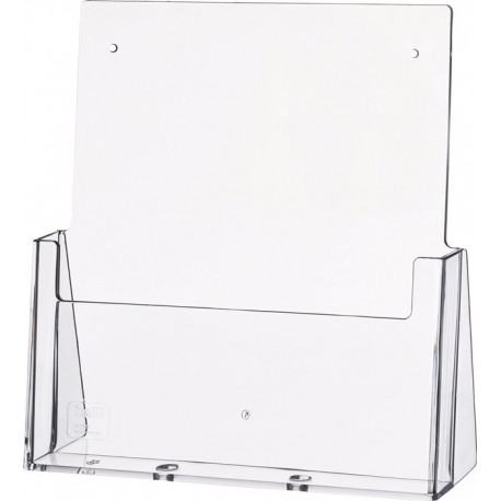 Porte-prospectus de table DIN A4 portrait plastique transparent autonome HELIT