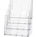 Porte-prospectus de table 4 x format A4 portrait plastique transparent autonome HELIT