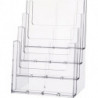 Porte-prospectus de table 4 x format A4 portrait plastique transparent autonome HELIT