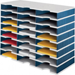 Casier de tri Trio 24 comp. H573xl723xP331 mm polystyrène gris/bleu