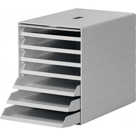 Boîte de tiroir 7 tiroirs avec clapet frontal escamot. gris H. 322 x l. 250 x P. 365 mm DURABLE