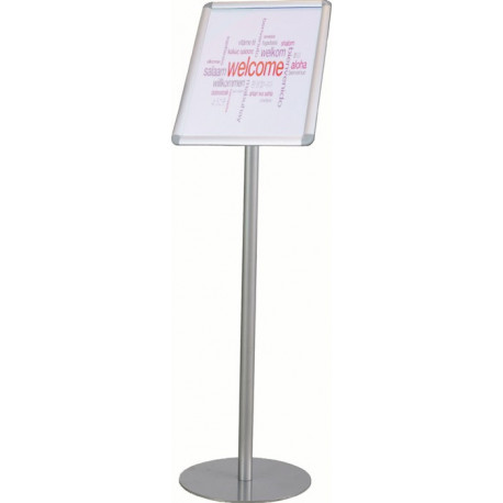 Présentoir de brochures H900xl252 mm argent avec cadre basculant Format A4