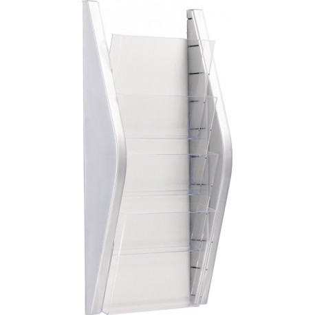 Porte-prospectus H540xl280xP80 mm DIN A4 portrait argent HELIT