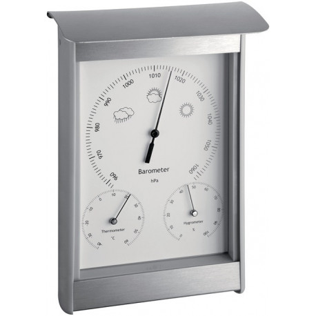 Station météorologique H215xl145xP70 mm argent/blanc aluminium/plastique pour int./ext.