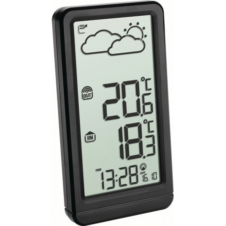 Station météorologique H158xl83xP20 mm noir plastique pour int. incl. émetteur e