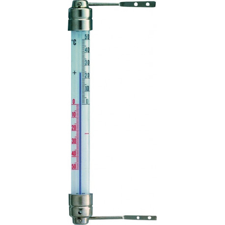 Thermomètre de fenêtre plage de mesure -50 bis 50 degr. C H200xl23xP28 mm métal (Par 10)