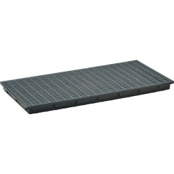 Bac d'étagère L1300xl620xH80 mm polyéthylène noir avec caillebotis 40 l CEMO