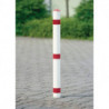 Potelet de blocage acier rouge-blanc D. 76 mm pour encastrer dans le béton avec capuchon en pointe