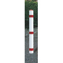 Potelet de blocage acier rouge-blanc avec douille de sol avec capuchon en pointe
