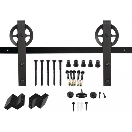 Système coulissant 450121 100 kg 2000 mm portes en bois noir 38-40 mm kit complet montage mural INTERSTEEL