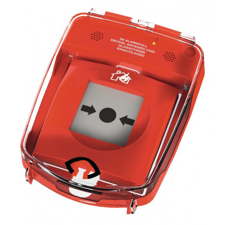 Capot de protection e-Cover avec alarme d'ouverture pour sécuriser les alarmes à bouton-poussoir, plastique rouge GFS