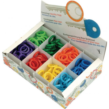 Porte-clés 25mm rd.neon farbig sortiert im Schaukasten