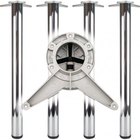 Set de pieds de table chrome poli 60mm H.710mm