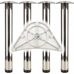 Set de pieds de table chrome poli 60mm H.870mm