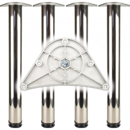 Set de pieds de table chrome poli 60mm H.870mm