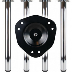 Set de pieds de table effet inox 60mm H.870mm