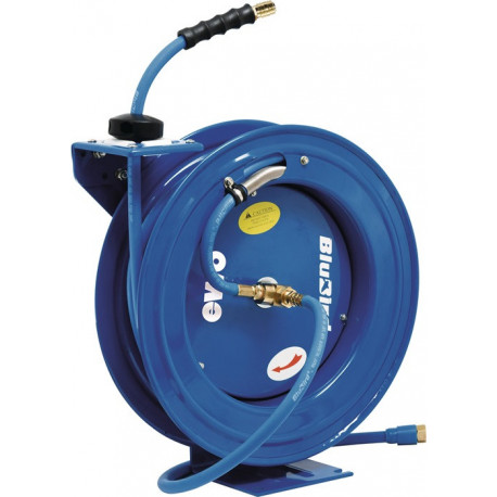 Enrouleur de tuyau BluBird pour air et eau Longueur du tuyau 20 m Boîtier Raccord de sortie métallique DN 7,2 EWO