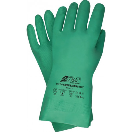 Gant de protection chimique Green Barrier Flex Taille 9 vert EN 388 PSA III NITRAS (Par 12)