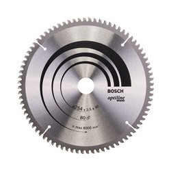 Lame pour scie circulaire Optiline Wood Ext 254mm Z.80 WZ/N Percage 30mm Larg coupe.2,5mm