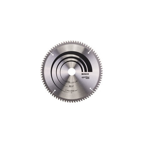 Lame pour scie circulaire Optiline Wood Ext 254mm Z.80 WZ/N Percage 30mm Larg coupe.2,5mm