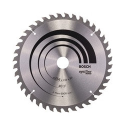 Lame pour scie circulaire Optiline Wood Ext 254mm Z.40 WZ Percage 30mm Larg coupe.2,8mm HM BOSCH