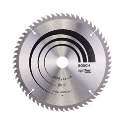 Lame pour scie circulaire Optiline Wood Ext 254mm Z.60 WZ Percage 30mm Larg coupe.2,8mm HM BOSCH