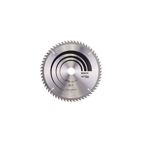 Lame pour scie circulaire Optiline Wood Ext 254mm Z.60 WZ Percage 30mm Larg coupe.2,8mm HM BOSCH
