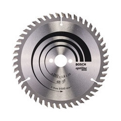 Lame pour scie circulaire Optiline Wood Ext 160mm Z.48 WZ Percage 20mm Larg coupe.1,8mm HM BOSCH