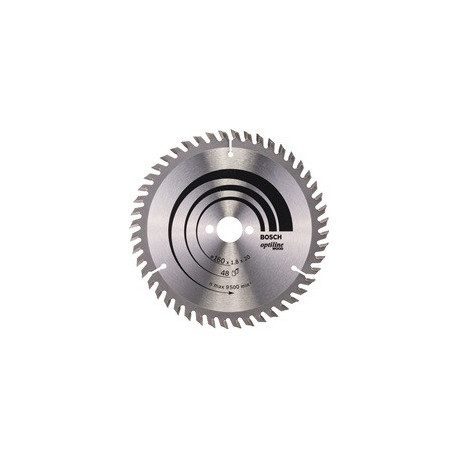 Lame pour scie circulaire Optiline Wood Ext 160mm Z.48 WZ Percage 20mm Larg coupe.1,8mm HM BOSCH