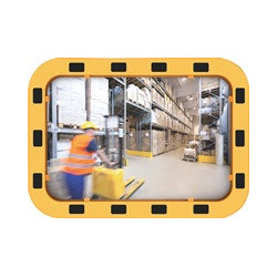 Miroir de sécurité/circulation H400xB600mm plastique jaune/noir ca.110Degrés 15m