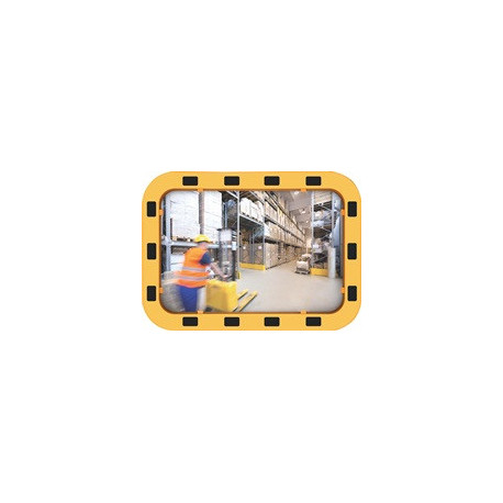 Miroir de sécurité/circulation H400xB600mm plastique jaune/noir ca.110Degrés 15m