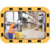Miroir de sécurité/circulation H400xB600mm plastique jaune/noir ca.110Degrés 15m