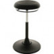 Tabouret pivotant base disque en plastique, mousse polyuréthane intégrée noire, réglage en hauteur d'assise 510-700 mm