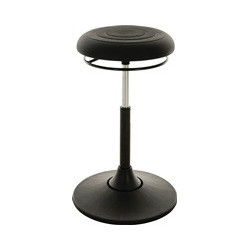 Tabouret pivotant base disque en plastique, mousse polyuréthane intégrée noire, réglage en hauteur d'assise 510-700 mm