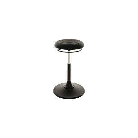 Tabouret pivotant base disque en plastique, mousse polyuréthane intégrée noire, réglage en hauteur d'assise 510-700 mm