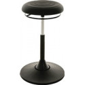 Tabouret pivotant base disque en plastique, mousse polyuréthane intégrée noire, réglage en hauteur d'assise 510-700 mm