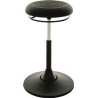 Tabouret pivotant base disque en plastique, mousse polyuréthane intégrée noire, réglage en hauteur d'assise 510-700 mm